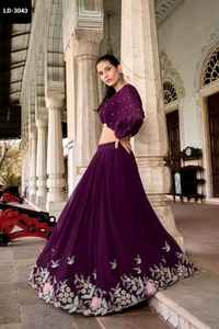 Vêtement ethnique indien en tissu georgette, chemisier fantaisie à motifs avec des paillettes et des broderies au fil, lehenga choli pour les occasions de mariage - Product Image 5