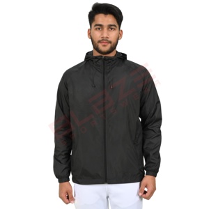 Veste de sport à capuche décontractée pour hommes de haute qualité de couleur unie avec logo personnalisé col montant veste d'extérieur-vente en gros de vestes de sport - Product Image 3