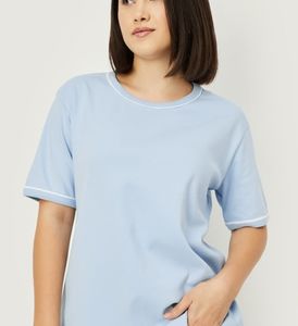 Camiseta Moderna para Mujer, Color Sólido, Diseño Minimalista, Algodón Preencogido, Prenda Esencial de Verano de Manga Corta - Product Image 1