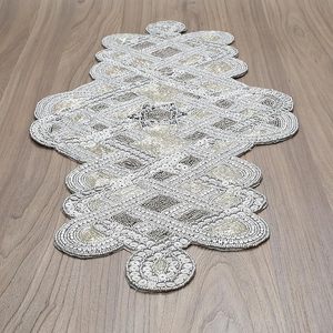 Christmas Decorative and Leaves Design Beaded <b>Runner</b> Placemat <b>Dining</b> <b>Table</b> Fancy Mat Handmade Decorative <b>Runners</b> for Wedding - Product Image 1