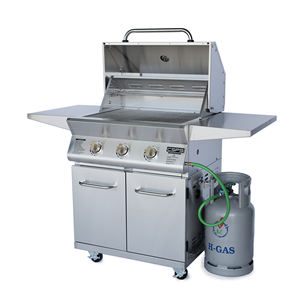 Petit barbecue à gaz extérieur en acier inoxydable 304 à 3 brûleurs, facile à assembler, fumoir intérieur non revêtu, utilisation domestique, matériau en acier métallique - Product Image 6