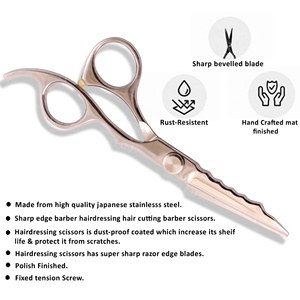 Ciseaux de coiffure 6 pouces à lame rasoir pour salon de coiffure, fournisseur d'usine en gros, logo personnalisé OEM - Product Image 4