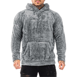 Custom Logo Pullover Hoodies Men <b>Thick</b> <b>Fleece</b> Heavyweight Sherpa Faux Fur Lined Latest Design Embossed Printing French Fabric - Product Image 5