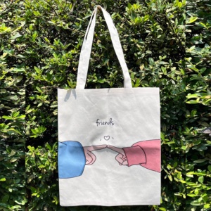 เพื่อนที่ดีที่สุดคิดว่าผ้าที่มีคุณภาพใช้งานได้ตลอดชีวิตพิมพ์ลายไม่สามารถซักได้ถุงผ้าดิบเคลือบ35X40ซม. - Product Image 1