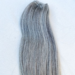 Extensiones de Cabello Remy Salt Pepper, con Doble Trama y Base de Malla Mono, Reemplazo Capilar para Mujer, Cabello Humano Virgen Indio Gris de Alta Calidad - Product Image 6