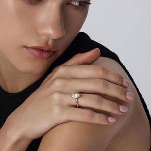 Refined Oval Cut <b>Diamond</b> <b>Ring</b> Setting 1 Ct D-F VVS1-VS2 Lab Grown <b>Diamond</b> In 14K And 18K Yellow Gold For Bridal Anniversary Gift - Product Image 3