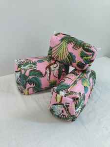 Set Of 3 Cotton Quilted <b>Makeup</b> <b>Bag</b> & Organizer Cotton Toiletry Case <b>Travel</b> <b>Bag</b> Jungle Print <b>Makeup</b> <b>Bag</b> Toiletries Organizer <b>Bag</b> - Product Image 6