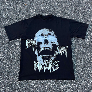 T-shirt pour homme 2025, coupe ample, ourlet brut, style streetwear, poids lourd, épaules tombantes, coupe ample, T-shirt court pour homme - Product Image 1