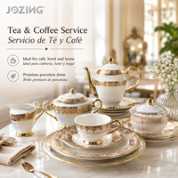 Service de table de luxe JOZING avec garniture dorée, assiettes en porcelaine et théière – Liquidation de stock, vente directe usine en gros par tonne