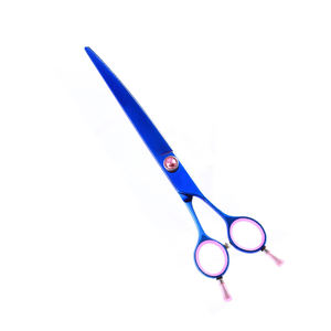 Tijeras Profesionales para Peluquería Canina, Hojas Curvas Afiladas con Recubrimiento Azul, Tijeras para Peluquería Animal de 7 Pulgadas con Doble Apoyo para los Dedos - Product Image 1