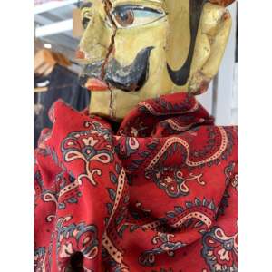 Fine Muslin Ajrakh Neck <b>Warmer</b> Elegant <b>Leg</b> <b>Warmers</b> with Songline Pattern - Product Image 1