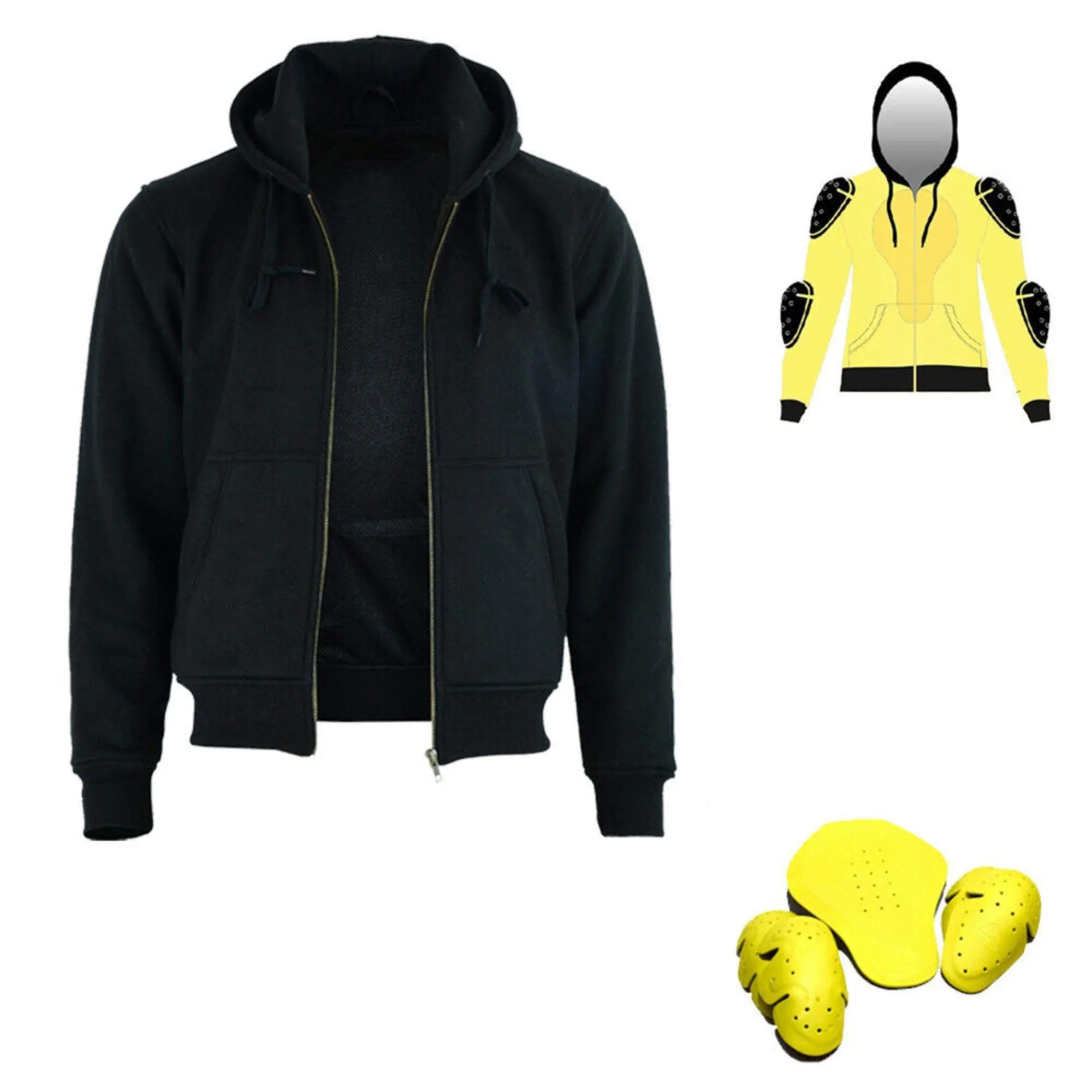 Veste à capuche de moto entièrement doublée avec CE Protection Fleece Hoodies With Cut Resistance Doublure Black Hoodie for Riders NAF