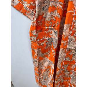 Robe kimono en coton à imprimé floral, peignoir imprimé au bloc avec col mandarin, respirant, taille unique, vêtement de loisirs - Product Image 3