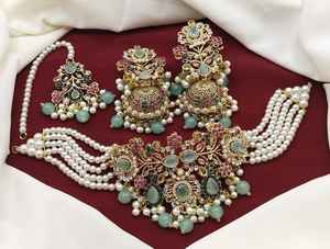 Joyería Shaadi nupcial pakistaní de 18 quilates de alta calidad, estilo indio de Bollywood, moda chapada en oro para mujer, boda por AA IMPEX - Product Image 5
