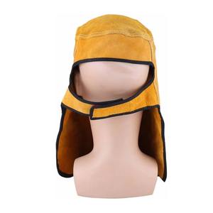 Casco de soldadura de cuero de vaca Máscara Capucha de soldadura resistente al calor Sombrero de trabajo para pulir - Product Image 5