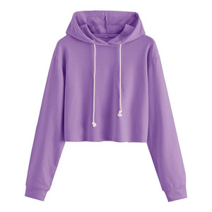 Sudadera Corta de Forro Polar para Mujer, con Logotipo Personalizado Impreso en la Parte Delantera, Bordado, Manga Larga, Informal, de Poliéster/Algodón, para Invierno, Venta al Por Mayor - Product Image 1