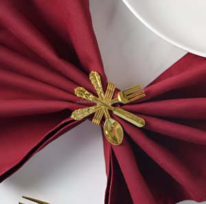 Hot Selling Golden Luxury Cutlery Design Dinning Napkin <b>Ring</b> For Wedding Party Restaurant - Product Image 6