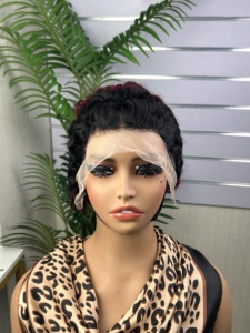100% Raw human hair 13*4 <b>Pixie</b> cut lace frontal <b>wig</b> - Product Image 1
