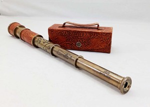 Laiton nautique Antique Dollond Londres monoculaire Spyglass télescope étui en cuir outil de Navigation à la main voyage prix de gros - Product Image 3