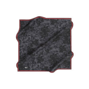 Black Silk Square Scarf with Designer Logo Pattern - Product Image 1