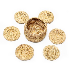 Water hyacinth cup saucer set table accessory for decorations cheapest price <b>drink</b> <b>coaster</b> saucers - Product Image 1