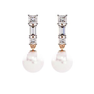 Haute qualité Simple perle cultivé en laboratoire CVD diamant princesse coupe IGI certifié romantique or Rose boucles d'oreilles de luxe bijoux haut de gamme - Product Image 5