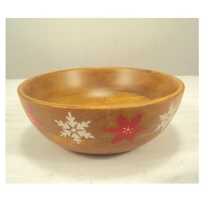 Acacia Wooden Bowl Leaf Carved Design Natural Finished Wood Salad Serving Bowl <b>Dinnerware</b> - Product Image 4