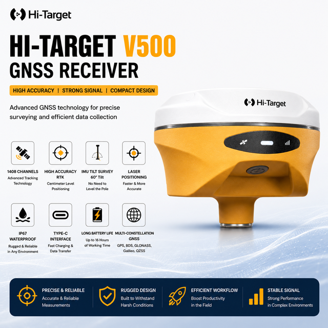 High Precision GNSS RTK Survey Equipment, Base & Rover Station, Absolute Encoding GPS Receiver for Engineering Mapping
