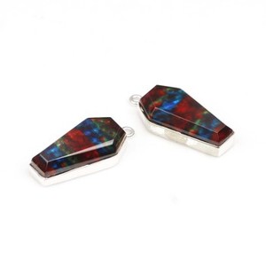 Superventas 925 plata esterlina ataúd forma encanto colgante collar 10x17mm rojo amolita cuarzo piedra preciosa rodio regalo de moda - Product Image 3