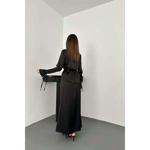 Black Piping Shirt And <b>Skirt</b> Set - Black - Product Image 6