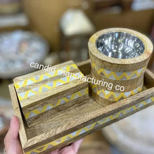 Caja Mubkhar con incrustaciones de hueso de madera especial con juego de bandejas Quemador Bakhoor Madkhan con bandeja para servir - Product Image 4