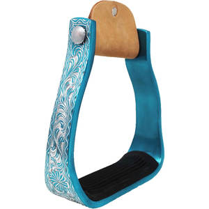 Premium Horse Western Barrel Racer Show Étriers 5 "Étriers en aluminium coudés Gravure profonde Léger Rodeo Performance Équitation - Product Image 2