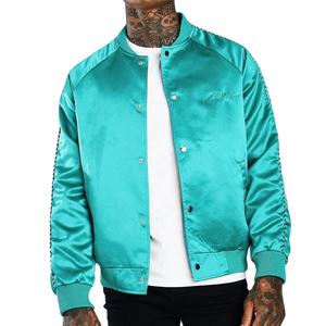 2024 haute qualité hommes Baseball Satin Varsity veste personnalisé OEM broderie Patch Letterman Varsity veste 2 côtés en cuir - Product Image 4