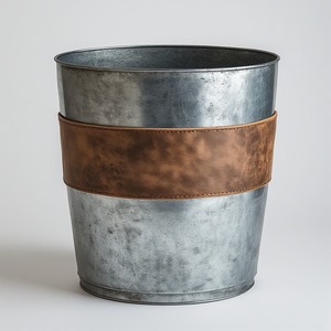 Maceta de cuero galvanizado hecha a mano en acabado antiguo Detalles artesanales Perfecta para interiores decorativos y de temporada - Product Image 6