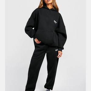 Conjunto de chándal de lana de algodón de 2 piezas informal para mujer 2025/2026 Crop Top Sudadera con capucha de gran tamaño de longitud completa Anti-Pilling al por mayor personalizado - Product Image 3