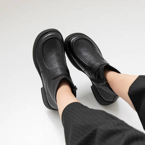 [JSHOE] <b>Women</b> Genuine Cow Leather Fleece Lined Stitch Ankle <b>Boots</b> 4.5cm Low Heel Winter Comfort Shoes - Product Image 6