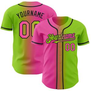 Direct Engro Sportswear Industry Personnalisé Néon Vert Rose-Noir Authentique Dégradé Mode Baseball Jersey - Product Image 1