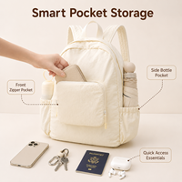 Sac à dos pliable en Taslon 175g, résistant à l'eau, léger, pour voyage et usage quotidien, disponible en 5 couleurs, faible MOQ