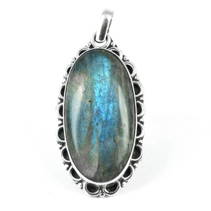 Modern Oval Shape Blue <b>Labradorite</b> 925 Sterling Silver <b>Pendant</b> Gemstone Jewelry Shri Ashapura Jewels BOHEMIA Christian - Product Image 4