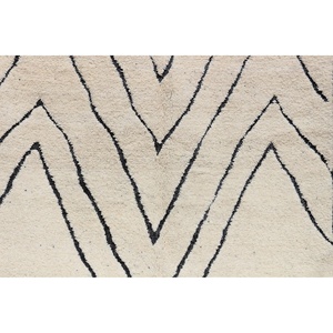 Fait à la main laine/soie marocain Beni Ourain Kilim tapis lavable moderne rayé motif abstrait adolescent-amical salon chambre - Product Image 4