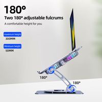 T619G Tablette pliable en gros Tablette de refroidissement pour ordinateur portable avec deux ventilateurs de refroidissement Rotatif RGB Aluminium Support réglable pour ordinateur portable
