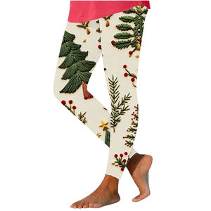 Milky Soft Heat-Transfer Printed Candies Christmas Women <b>Elastic</b> Waist Leggings Tummy Control Four-Way Stretch Breathable Pants - Product Image 2