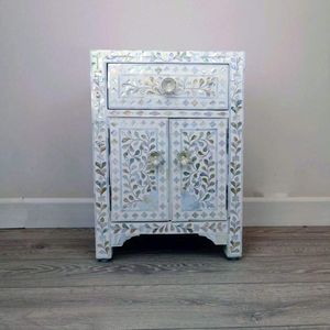 Table de chevet standard en nacre avec motif floral, meuble pour chambre à coucher, salon - Product Image 1