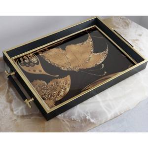 Adiba ถาดเสิร์ฟพร้อมกล่องใส่เครื่องประดับดีไซน์พรีเมี่ยมลายผีเสื้อสีดำทำมือสำหรับตกแต่งบ้าน - Product Image 3