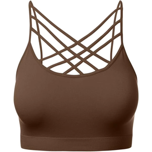 Soutien-gorge de sport pour femme à bretelles croisées sur le devant, en nylon et élasthanne doux et extensible, pour yoga, gym et entraînement, couleur et taille personnalisables, vêtements de sport - Product Image 6