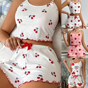 Femmes été printemps séchage rapide pyjamas amour imprimé tissu tricoté taille élastique fermeture respirant doux tailles 5XL et 6XL - Product Image 4