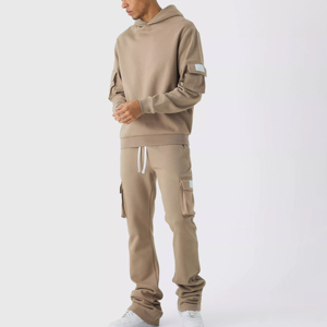 Streetwear surdimensionné 100% coton 460 Gsm poids lourd imprimé hiver à capuche Baggy ensemble de survêtement pour hommes - Product Image 2