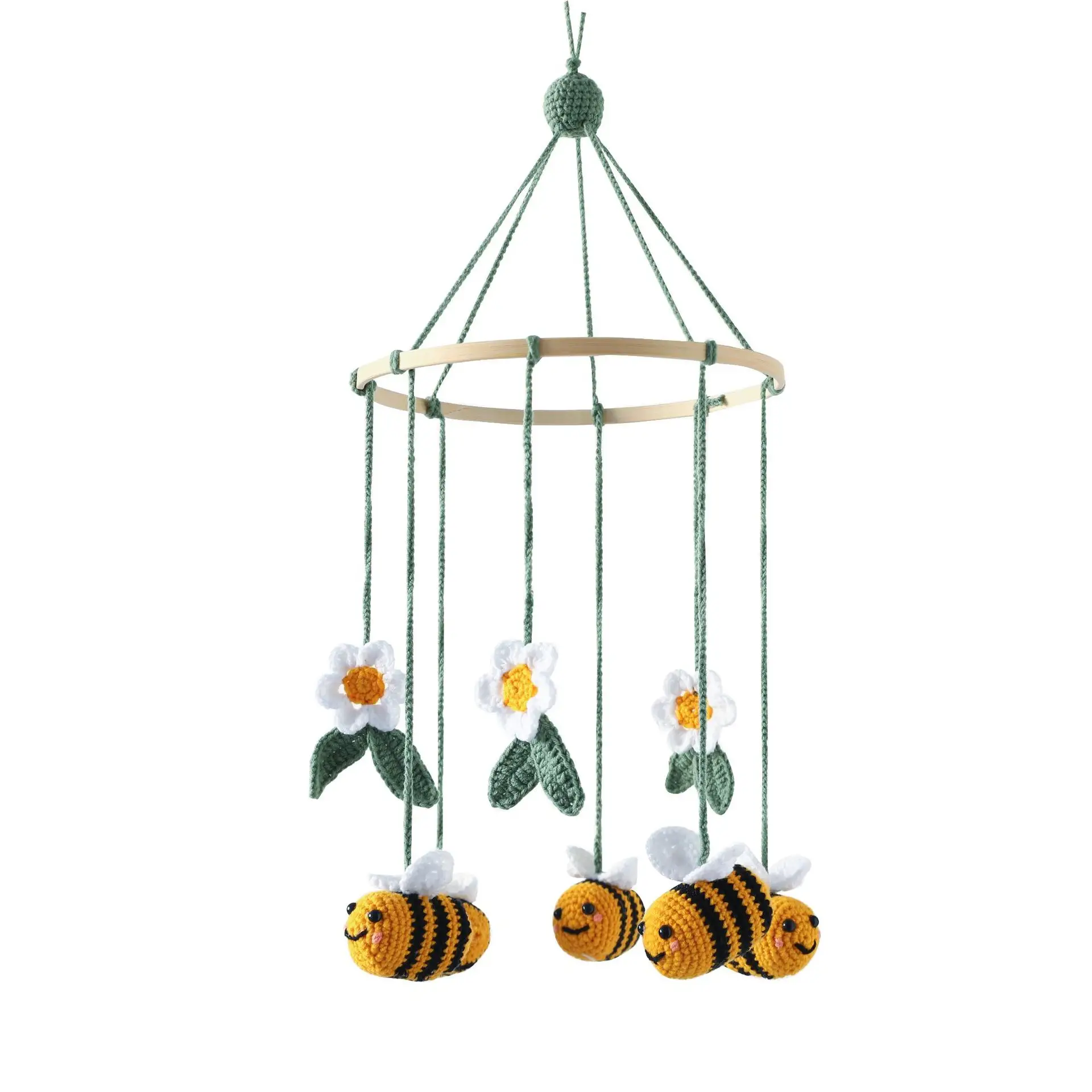 Crochet Safari Animal Bumble Mobile Nursery Room Decor Crochet Bee Mobiles for Baby Shower Gift Amigurumi Honey Bee Mobiles