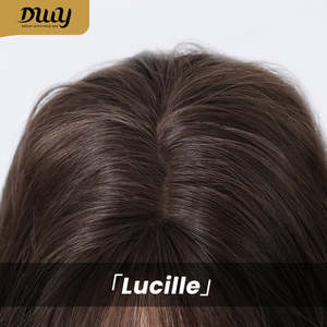 Lucille H-DWY 12 Inches Glueless Synthetic <b>Wig</b> for Women Natural Straight <b>Short</b> Rooted Blonde Brown Ends Features Transparent - Product Image 2