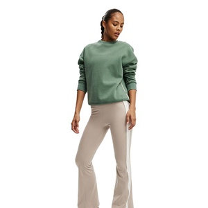 Haute qualité tricoté avant goutte épaule femmes Slim Fit cou hivers lourds porter coton polaire à manches longues sweats - Product Image 4